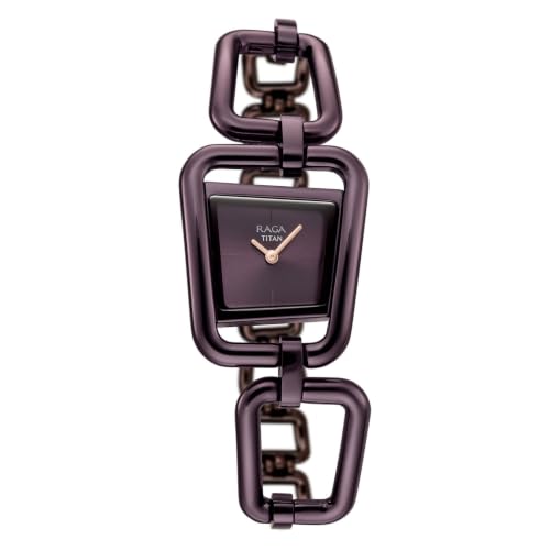 Titan Raga Unlocked Quartz 2 Hand Shaped Ipy6 - Sunray Dial, IPY6 - Prune Strap Watch for Women - 2837QM01
