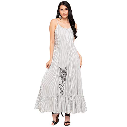 BIBA Women YARNDYED Mix and Match(Dresses 14874_White Gray_34)