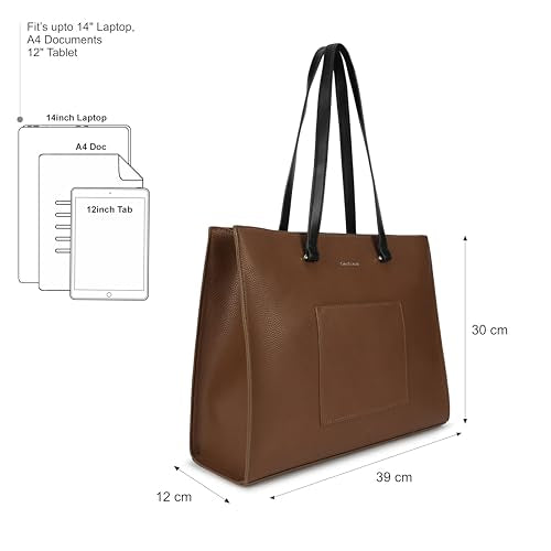 Fastrack CarryAll Laptop Tote | Faux-Leather Women’s Tote Bag | 14'' Laptop Sleeve, Dual Carry Options & Multi-Compartment Design