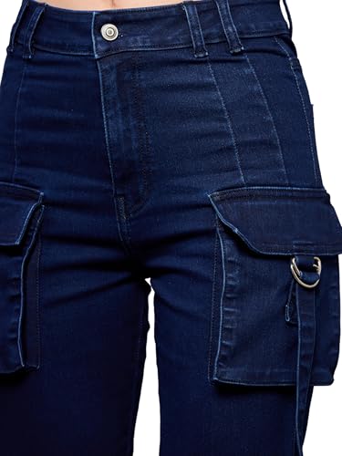Miss Chase Women's Bootcut High Rise Regular Stretchable Denim Jeans (Plus Size)(MCSS22DEN12-40-71-24, Navy Blue, 24)