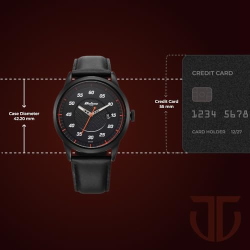 Titan Octane Quartz Analog with Date Black Dial Black Leather Strap Watch for Men - NT1806NL05
