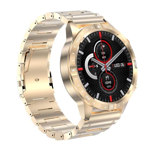 URJIX® Smart Watch 1.43-inch Screen Display Wrist Watch for Running Cycling Student Gold Steel Strap