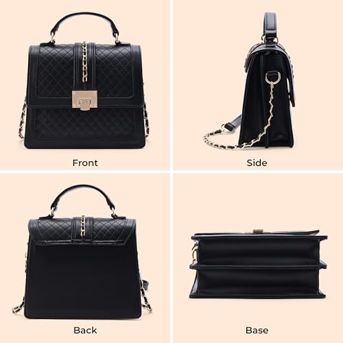 Symbol Premium Women's Satchel Hand Bag crafted from Imported PU | Stylish | Ladies Purse (SP-SS25-CARL-BAG-05_Black_Free Size)