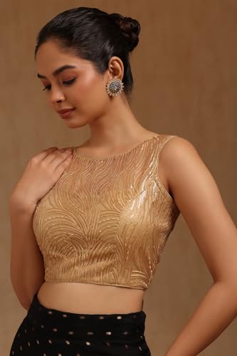 Soch Womens Gold Net Padded Blouse with Sequins
