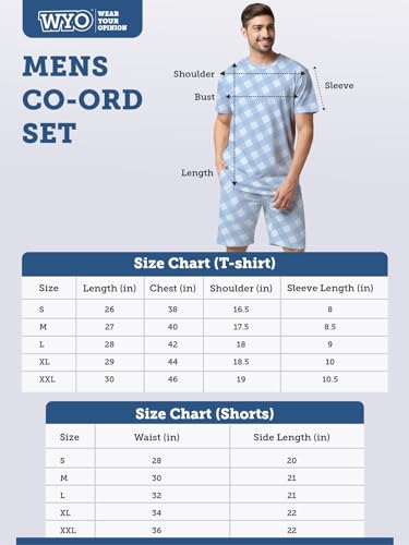 Wear Your Opinion Mens All Over Printed T-Shirt & Short Co-Ord Set (Peace Lifestyle, White, Large)