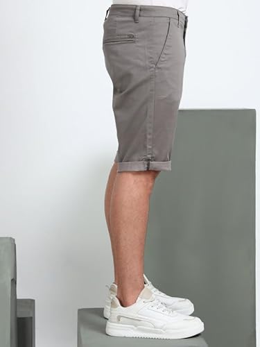 BEEVEE Men’s Casual Printed Cotton Lycra Grey Shorts | Regular Fit, Knee Length, 4 Pockets, Button & Drawstring Closure