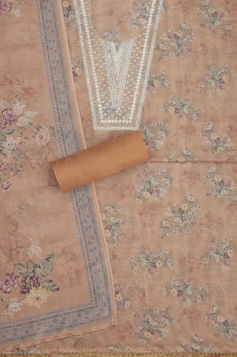 Soch Womens Beige Tissue Shimmer Floral Print Unstitch Dress Material With Sequins