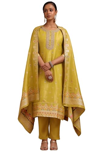 Soch Women's Chanderi Chudidar Set (EWA5CD22065_Light Green