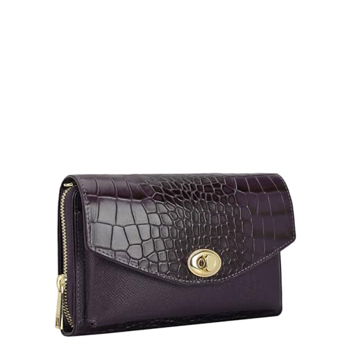 Da Milano Premium Leather Sling Wallet for Women | Multi Compartment Travel Wallet - Purple (10014A)