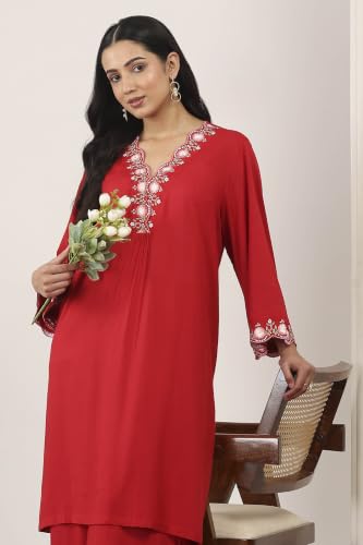 Rangriti Rayon Solid A-Line Casual Kurta With Palazzo