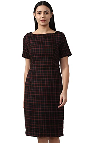Van Heusen Women's Polyester Classic Knee-Length Dress (VWDRFRGPG38850_Black