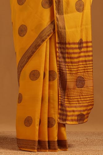 Soch Womens Yellow Art Silk Woven Design Saree