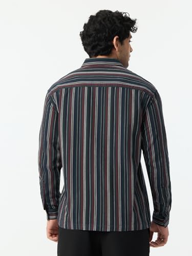 The Souled Store Striped Shirt: Amazonia Men and Boys Long Sleeve Spread Collar Cotton Lightweight Easy to Style Everyday Office Wear Casual Relaxed Shirt