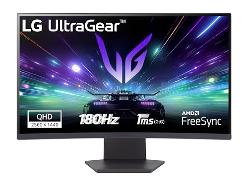 LG 27GS60QC-B Ultragear Monitor, 27 Inch QHD, 2560 x 1440, VA Panel, 16:9, HDMI, 1ms, 180Hz, FreeSync, Universal Connectivity, Color Purple Gray