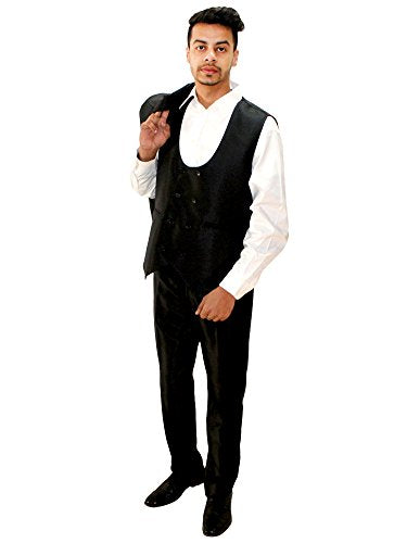 Matelco Men's Regular Fit 3-piece Suit (AD07RG01BK-XL_Black_X-Large)