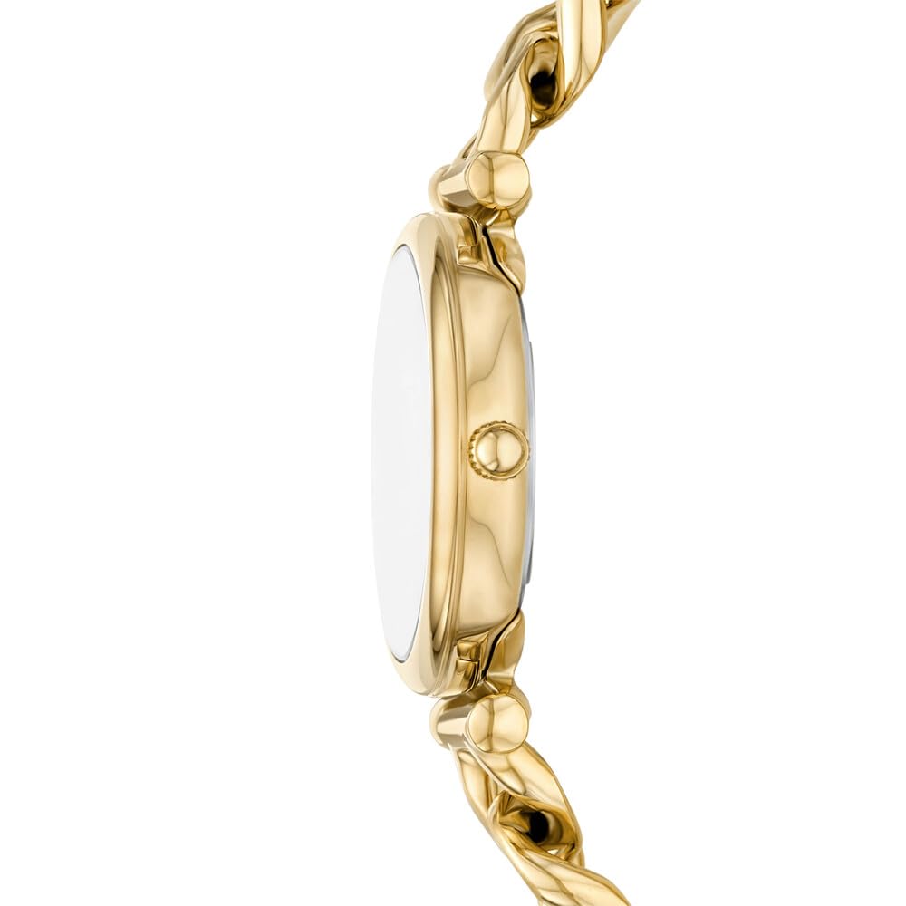 Fossil Analog Women Off-White Gold Carlie Quartz Stainless Steel Watch ES5416