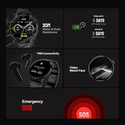 Noise Pro 6R 1.46" AMOLED Smart Watch, 1000 NITS, Powered by AI Pro, Built-in GPS, Strava Integration, Stainless Steel Dial, Video Watch Faces, 3ATM, Emergency SOS, TWS Connectivity (Classic Brown)