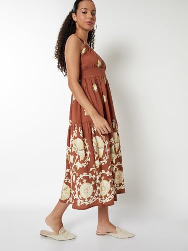 Max Women Printed A-line Dress (Maroon_L)