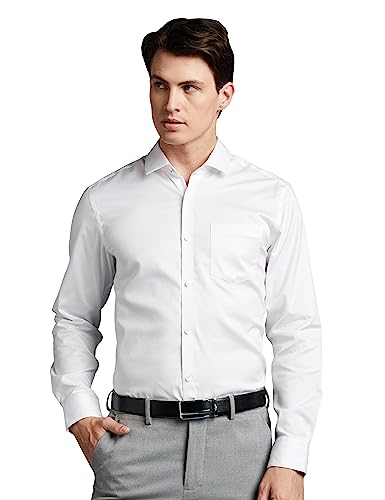 Symbol Premium Men's Wrinkle-Resistant Regular Fit Cotton Formal Shirt (SS23-SMP-FS-01_White_42)