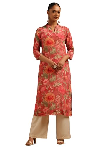 Soch Womens Blush Pink Muslin Floral Kurta