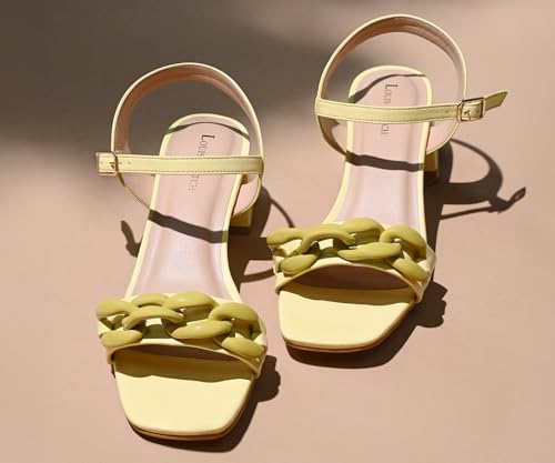 LOUIS STITCH Women’s Yellow Block Heel Sandals | Comfortable Sandal for Ladies | LSOF-FI10-BHBS | UK-6