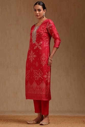 Soch Women's Russian Silk Kurta Set (SMUA5KS1026_Red