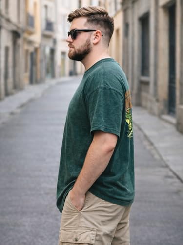 Veirdo Men’s Pure Cotton Half Sleeve Plus Size Graphic Acid Wash Print T-Shirt, Acid Wash Stylish Comfortable & Durable Tees (PS_AW_GTR_G117_3XL)