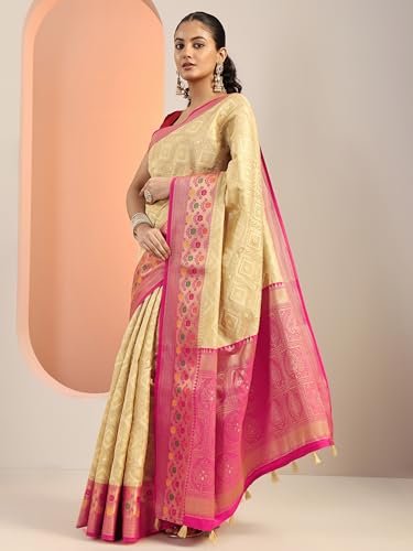 Libas Womens Woven Design Silk Blend Saree With Blouse Piece