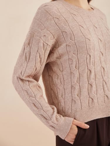 Latin Quarters Women's Beige Round Neck Full Sleeves Self Design Casual Sweater_L