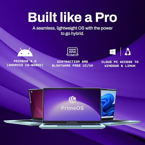 Primebook 2 Pro 2025 (New Launch) | 8GB RAM, 128GB UFS Storage | 14.1-Inch FHD IPS Display | 14 Hours Battery | MediaTek Helio G99 | Android 15 (PrimeOS 3.0) | Backlit Keyboard | in-Built AI (Aqua)