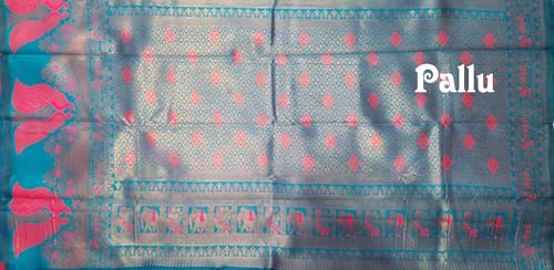 SREE KUMARAN Women's Kanchipuram Kubera Silk Pure Pattu Sarees With Blouse (VSK138-2) (VSK241-6)