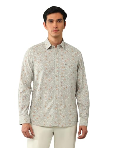 Arrow Sports Men's Floral Slim Fit Shirt (ASAJSH1669_Beige