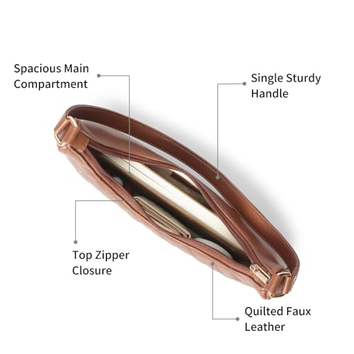 Fastrack Quilted Crush Shoulder Bag | Faux-Leather Women’s Bag | Zipper Closure with Silver Strap Accents & Utility Pockets | Gifts for Women