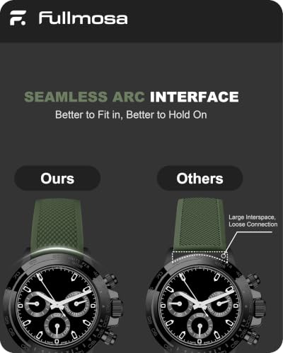 Fullmosa 20mm No‑Gap Curved Silicone Watch Strap (Army Green) | [No Watch] Premium Watch Band for Samsung Galaxy Watch 7/6/5/4 40mm 44mm,Garmin Vivoactive,Noise ColorFit Ultra,boAt Vertex