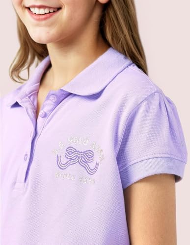 U.S. Polo Assn. Kids Kids Regular fit Girls Cotton Solid Short Sleeves Polo T-Shirts (UGSS25PTS204_Purple_8-9Y)