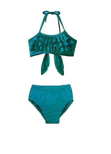 HIBA CREATIONS Baby Girl Kids Swimwear Set Bikini with Panty Green Colour 6-7 Years