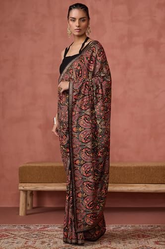 Soch Womens Black Georgette Embroidered Saree