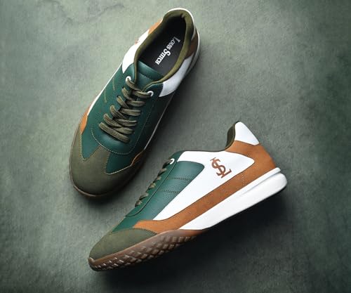 LOUIS STITCH Green and Tan Sneaker for Men | Comfortable Sneaker | LSP-SNK-AVI004 | UK-10