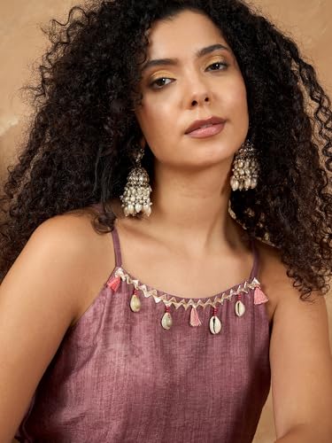 Varanga Women Spaghetti Strap Straight Floral Kurta With Trousers