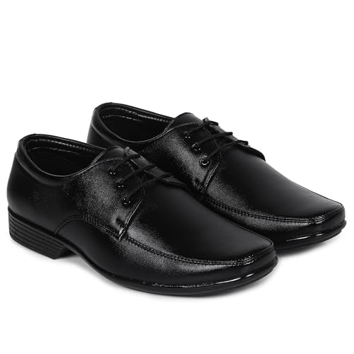 HIKBI Leather Formal Shoes Derby for Men's and Boys Office Wear Black