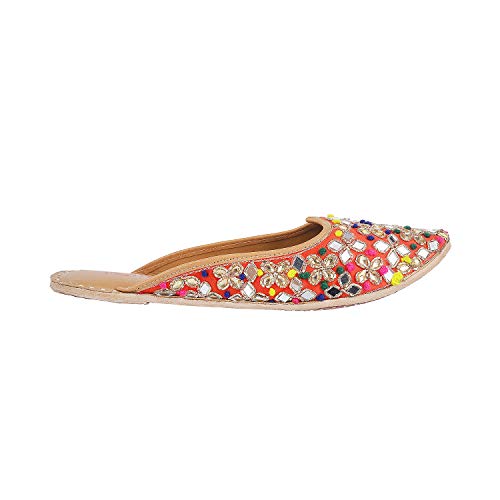 Metro Womens Synthetic Red Mojaris (Size (3 UK (36 EU))