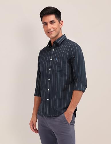 U.S. POLO ASSN. Tailored Fit Pure Cotton Shirt (USSHTFX0618_Navy_44)