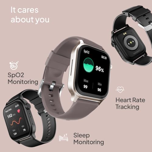 Fire-Boltt Rise Smart Watch, 1.85" HD Display, Metal Body with Bluetooth Calling, Rotating Crown, AI Voice Assistant, 120 Sports Modes, Neon UI, SpO2 & Heart Rate Monitoring (Cinnamon Slate)