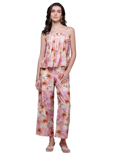 Label RITU KUMAR Pink Trinity Top With Pant Co-Ord Set