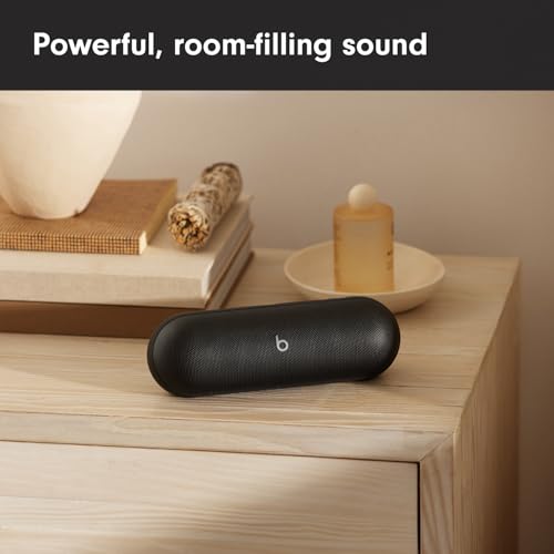 Beats Pill – Wireless Bluetooth Speaker and Portable Charger via USB-C – Up to 24 Hours Battery Life, IP67 Water Resistant, Apple & Android Compatible, Built-in Microphone – Matt Black