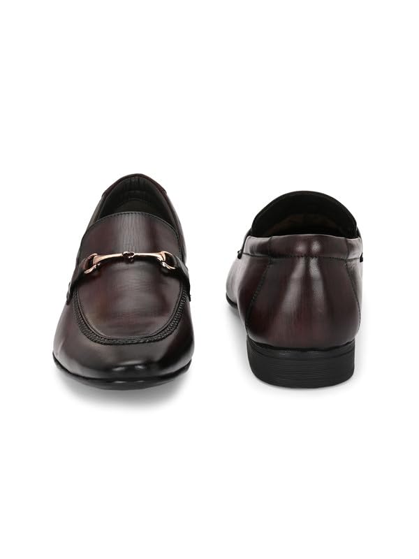 HITZ Men's Brown Leather Slip On Shoes - UK 10