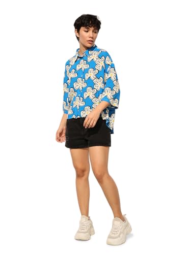 ONLY Women's Loose Fit Blue Shirt
