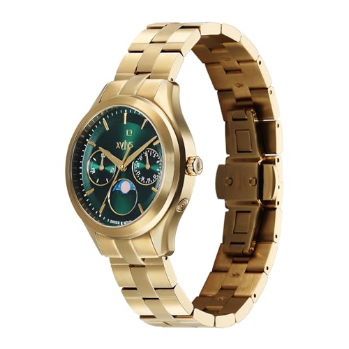 Xylys Amaris with Multifunction with Moon Phase Quartz Green Dial Golden Stainless Steel Strap Watch for Women - 45017YM01E