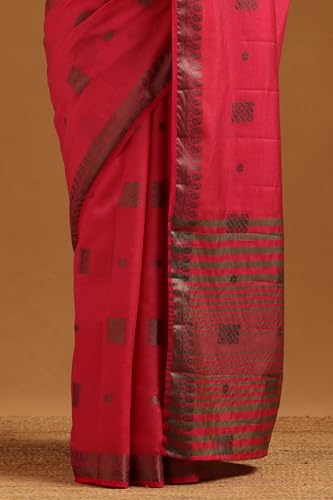 Soch Womens Fuchsia Art Silk Woven Design Saree