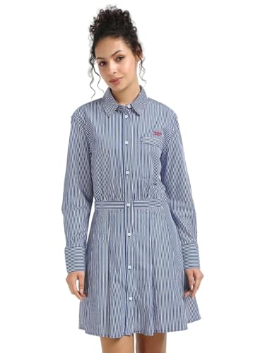 Cotton Spread Collar Shirt Dress